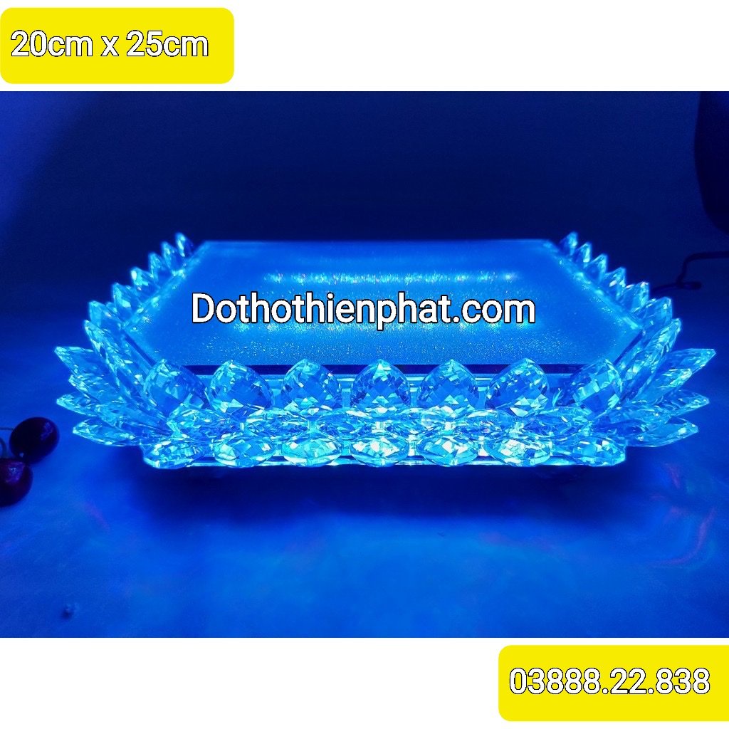 Đài sen pha lê thờ quan âm đèn led 7 màu 20cm x 25cm