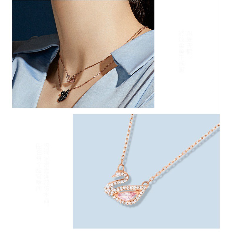 Dây Chuyền Mặt Thiên Nga Đính Đá Pha Lê Lấp Lánh Thời Trang Cho Nữ Swarovski