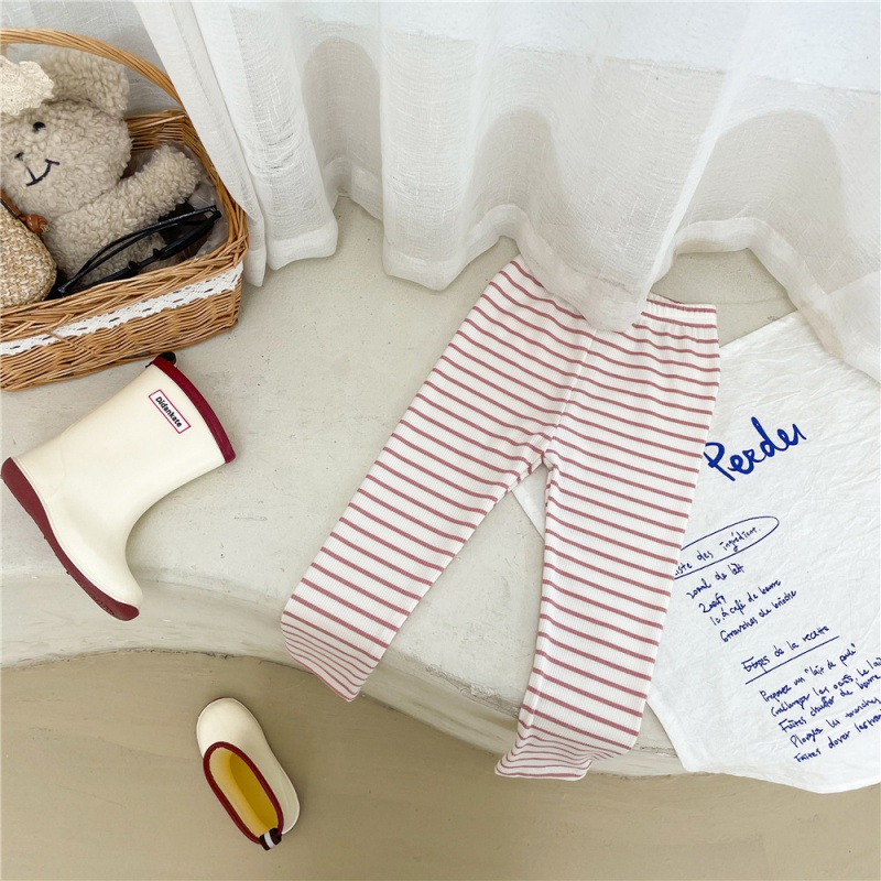 Quần Legging Cotton Kẻ Sọc Phong Cách Hàn Quốc Cho Bé Gái