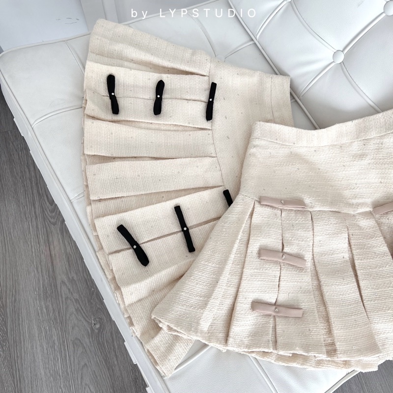 [ LILY MINI SKIRT  ] Chân Váy Dạ Tweed Xếp Li ✨