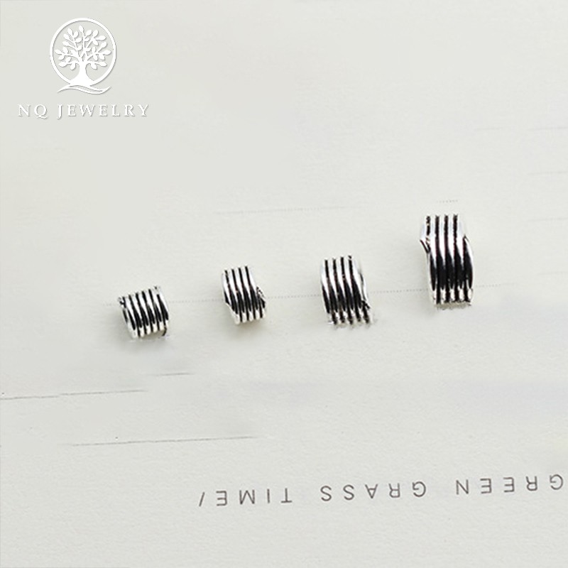 Combo 10 charm bạc chặn hạt họa tiết lò xo 3.3*3.8*5mm - NQ Jewelry