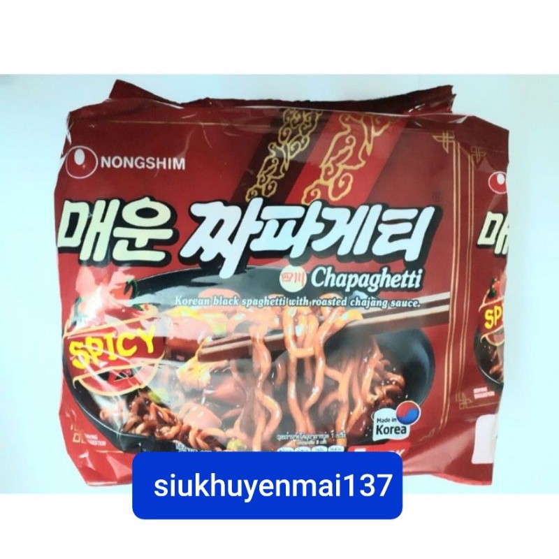lốc 5 gói mì tương đen cay hàn quốc Nongshim chapagetti 135 gr gói | BigBuy360 - bigbuy360.vn