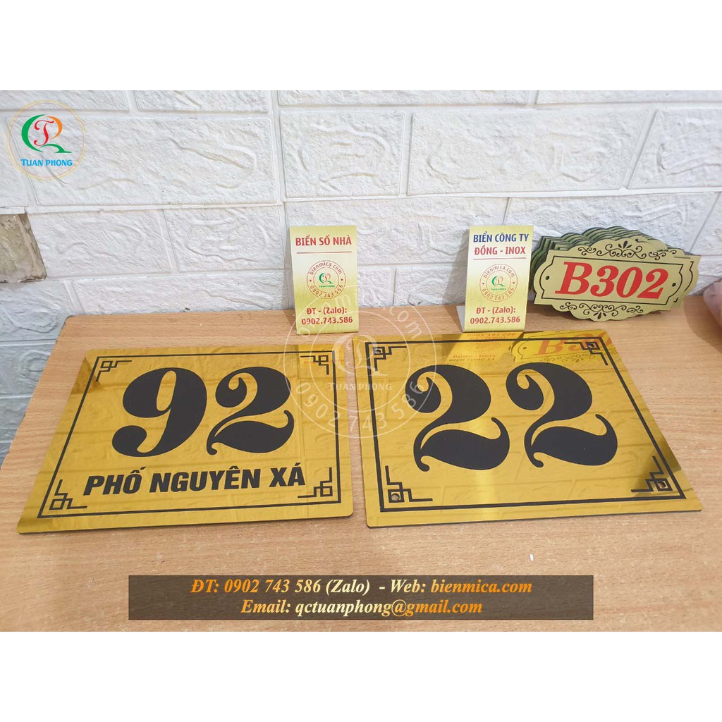 Biển Số Nhà Màu Đồng - Bảng số nhà màu Đồng Inox - Biển công ty màu Đồng - Bảo hành 10 năm