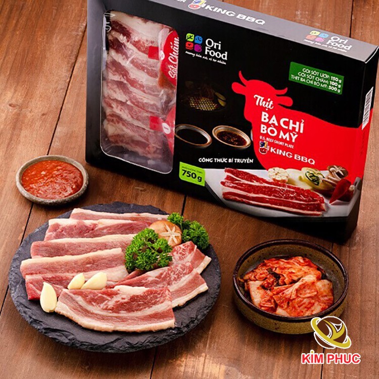 Thịt ba chỉ bò Mỹ nướng & sốt King BBQ OriFood - 750g