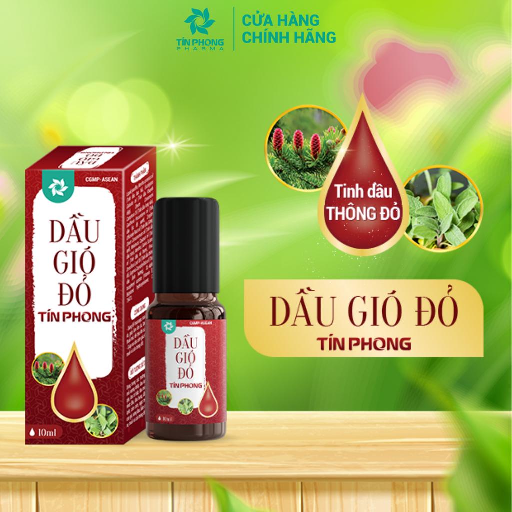 Dầu Gió Đỏ TÍN PHONG Chiết Xuất Tinh Dầu Thông Đỏ Giúp Làm Ấm Cơ Thể, Giảm Đau Cơ Lọ 10ml