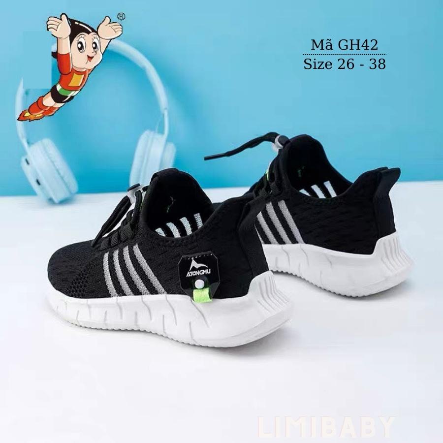 Giày thể thao màu đen cho bé trai sneaker năng động cá tính cho trẻ em 3 - 12 tuổi siêu nhẹ GH42