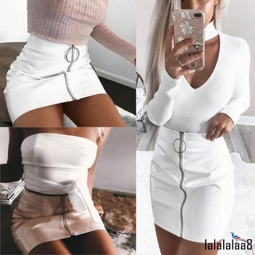 Chân váy da PU lưng cao phối khóa kéo thời trang cho nữ | BigBuy360 - bigbuy360.vn