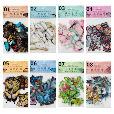 Set 40 sticker dán trang trí hình bướm trang trí sổ nhật ký nhiều máu ắc