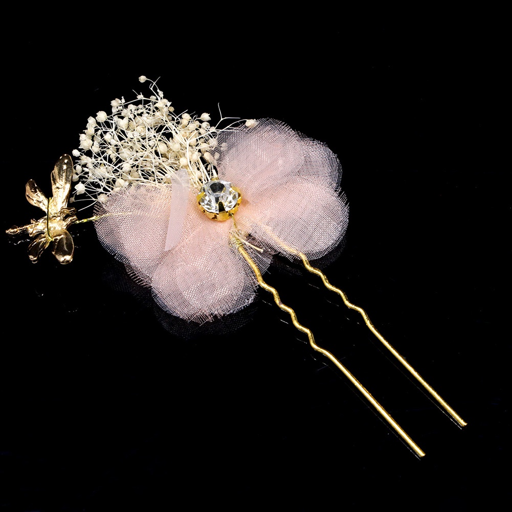 Kẹp tóc họa tiết chuồn chuồn đính đá đơn giản xinh xắn cho nữ