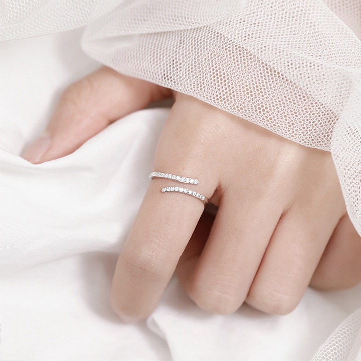Nhẫn bạc nữ 925 rẻ đẹp cá tính phong cách Hàn Quốc Freesize Lizamo NB115