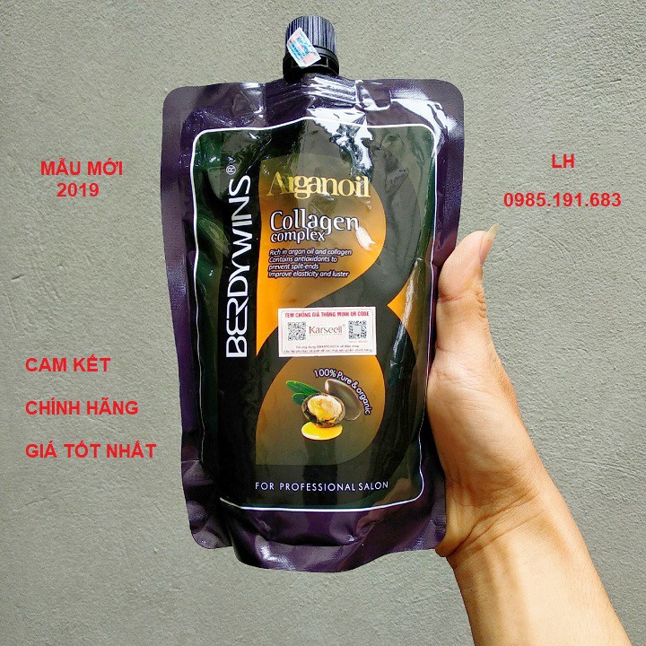 [Tặng Mũ]Kem Ủ tóc phục hồi Collagen Berdywins Collagen Arganoil 500ml | BigBuy360 - bigbuy360.vn