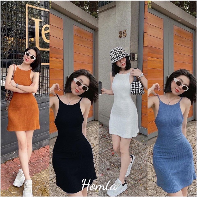 Đầm xòe hai dây form ngắn chất thun gân thích hợp mặc đi chơi đi hẹn hò, váy dự tiệc sang xịn