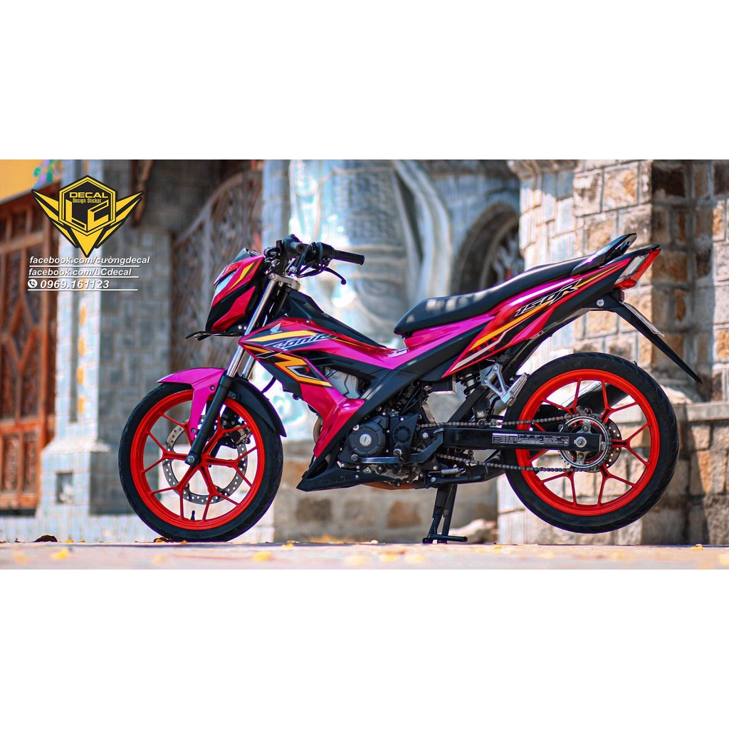 [Siêu Sale] Tem Decal Rời Sonic hồng mẫu chỉ vàng đen nổi bật - tem in 3 lớp cao cấp