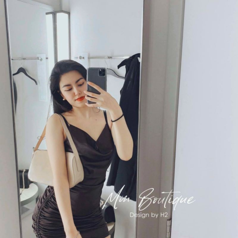 Váy 2 dây lụa dây rút sườn