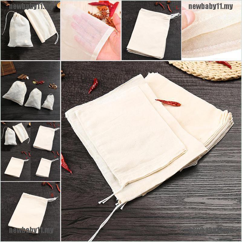 Set 10 Túi Lọc Sữa / Trà / Cà Phê / Nước Ép Bằng Cotton Nb11 + Có Thể Tái Sử Dụng