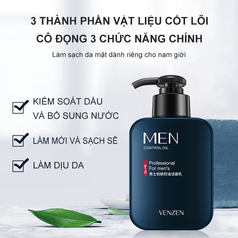 Sữa Rửa Mặt Tạo Bọt Cho Nam Chính Hãng Ngừa Mụn, Nhờn, Dầu &amp; Làm Sạch Da 168g-Sữa rửa mặt nam VEZE-URBFZ-KY