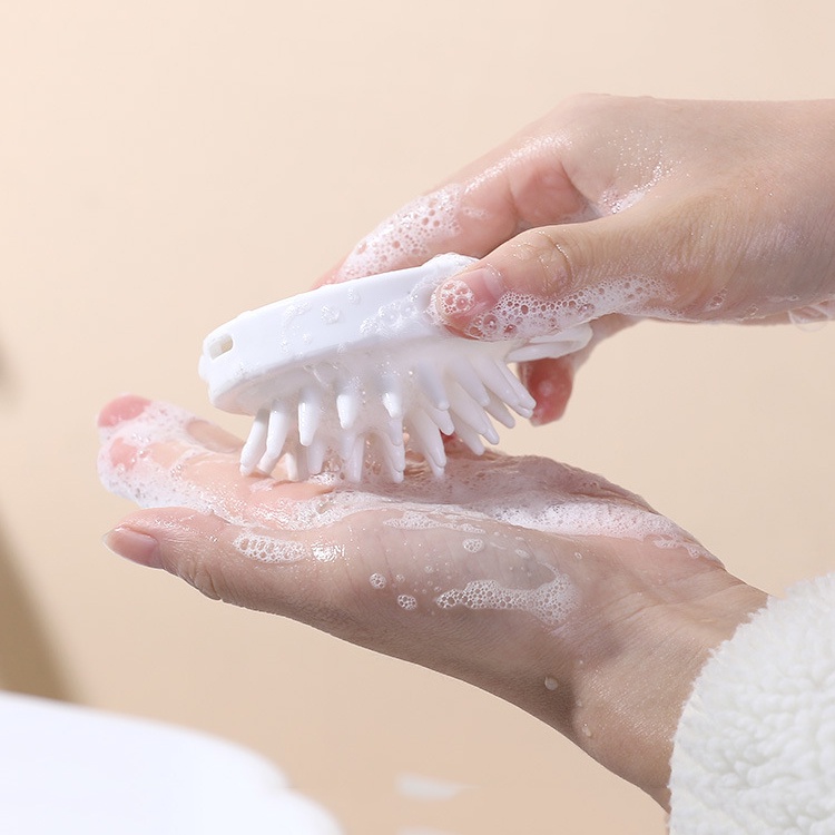 Lược gội đầu silicon massage đầu heeta iLita, lượt bàn chải tóc cao su mềm màu trắng giúp thư giãn da khi tắm