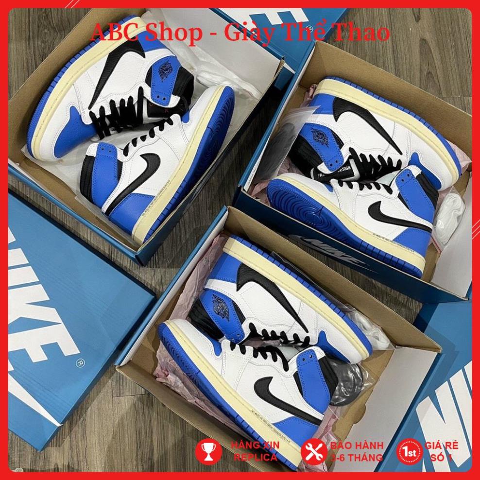 [FreeShip+ Hàng Xịn] Giày Jordan xanh trắng cao cổ, Giầy JD1 xanh trắng móc đen thấp Full box