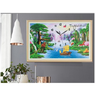 Tranh đính đá tùng nghênh khách . kích thước: 84cm x 50cm