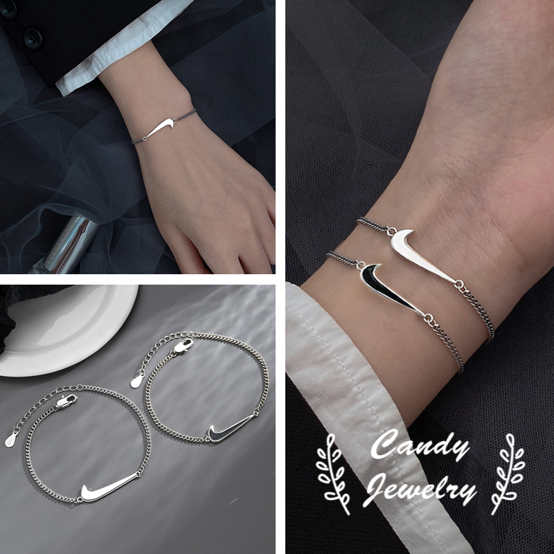 Vòng tay bằng kim loại mặt dây hình logo phong cách hàn quốc cá tính