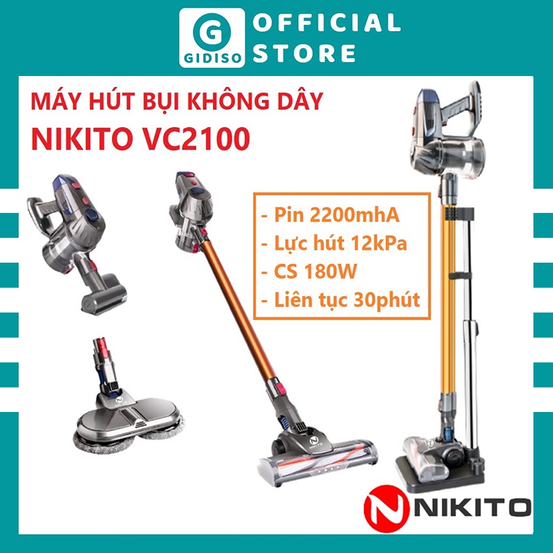 Máy Hút Bụi Cầm Tay Không Dây NIKITO VC2100 Siêu Bền Pin Dung Lượng Cao Lực Hút Mạnh - GIDISO