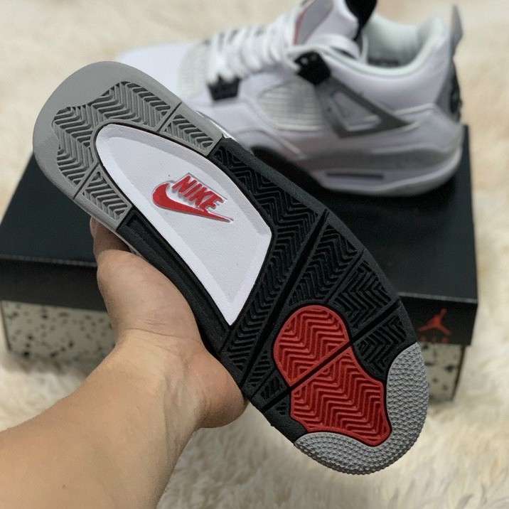 ✔️Giày Jordan 4 Low Trắng Đen Logo Đỏ White Cement Fullbox✔️