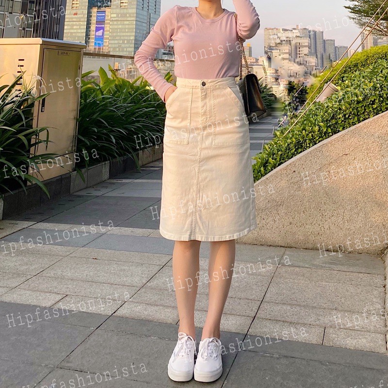 [Mã FADIRECT20 giảm 20K đơn 150K] Chân váy jeans midi Asos form chuẩn xinh, lưng cao trên rốn (hình thật) | BigBuy360 - bigbuy360.vn
