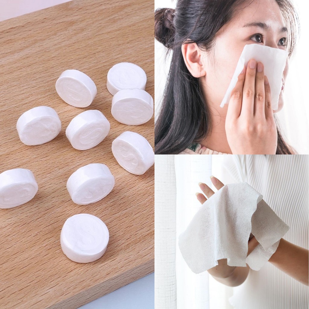 Bộ 10 Khăn Nén Cotton Dùng Một Lần Loại Lớn Tiện Dụng Khi Đi Du Lịch