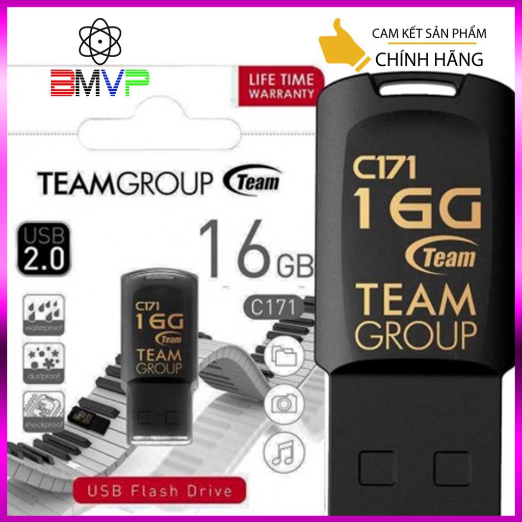 USB Team Group C171 16GB chống nước (Đen) - Hàng chính hãng 100% - A