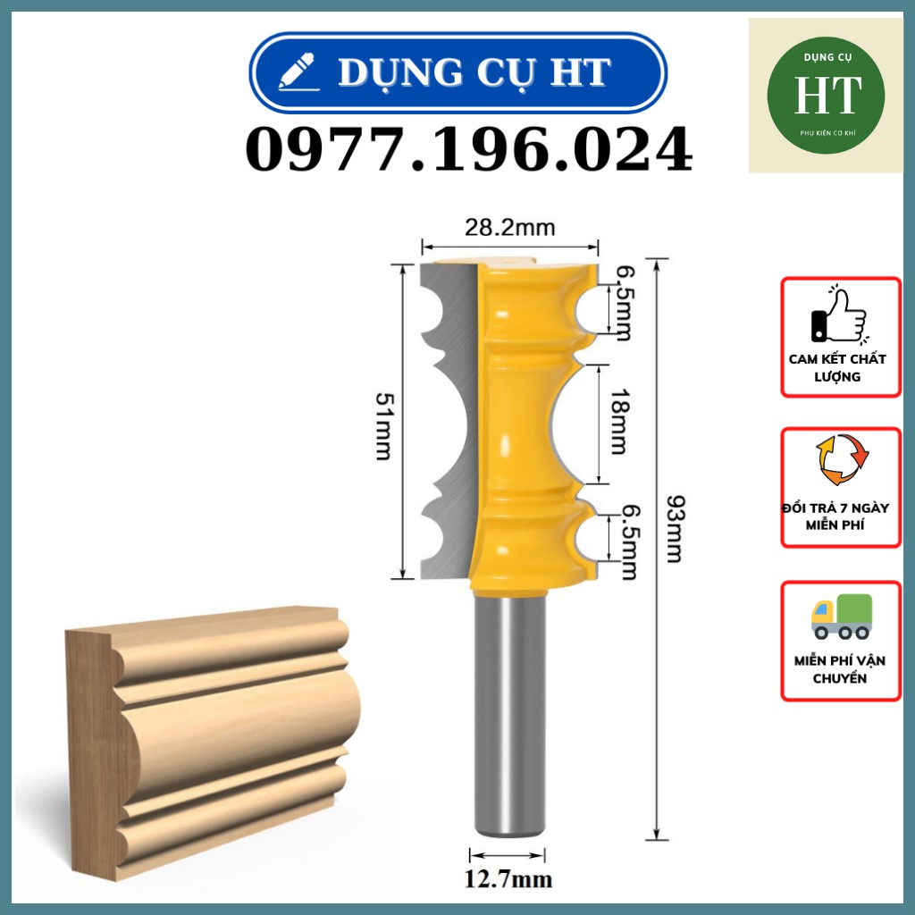 Mũi phay đánh chỉ khung tranh cốt 12ly7