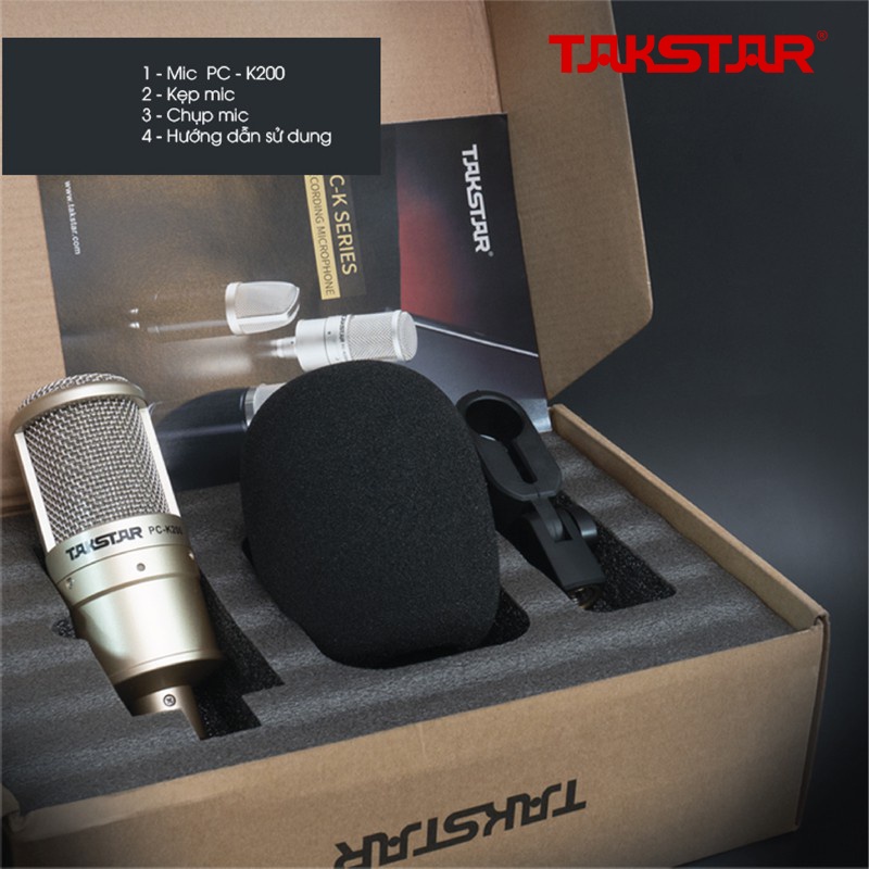 Bộ Mic Livestream Chính Hãng Đầy Đủ Sound Card Icon Upod Pro, Mic Takstar PC-K200, Tai Nghe TS-2260 &amp; Phụ Kiện