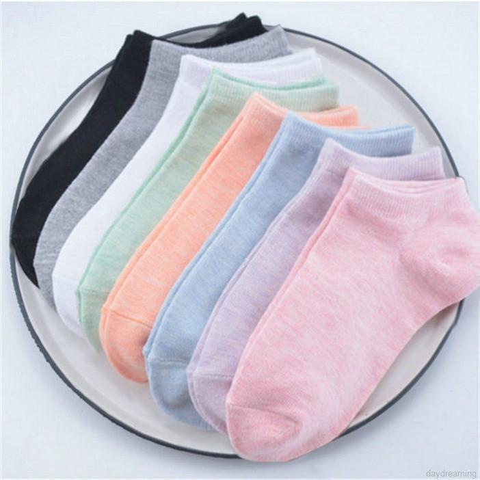 Vớ cotton trơn màu sắc xinh xắn dễ thương cho nữ