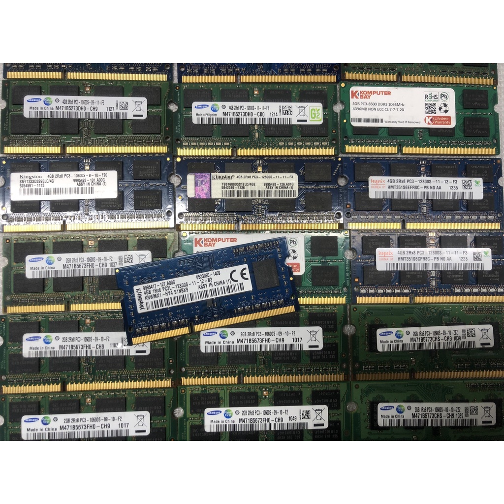 Ram Laptop PC3/PC3L 2GB, 4GB BUS 1066 1333 1600 12800 DDR3 DDR3L zin tháo máy (BH 1 tháng)