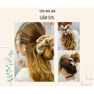 Cột Tóc Vải Scrunchies độc quyền theo phong cách Vintage