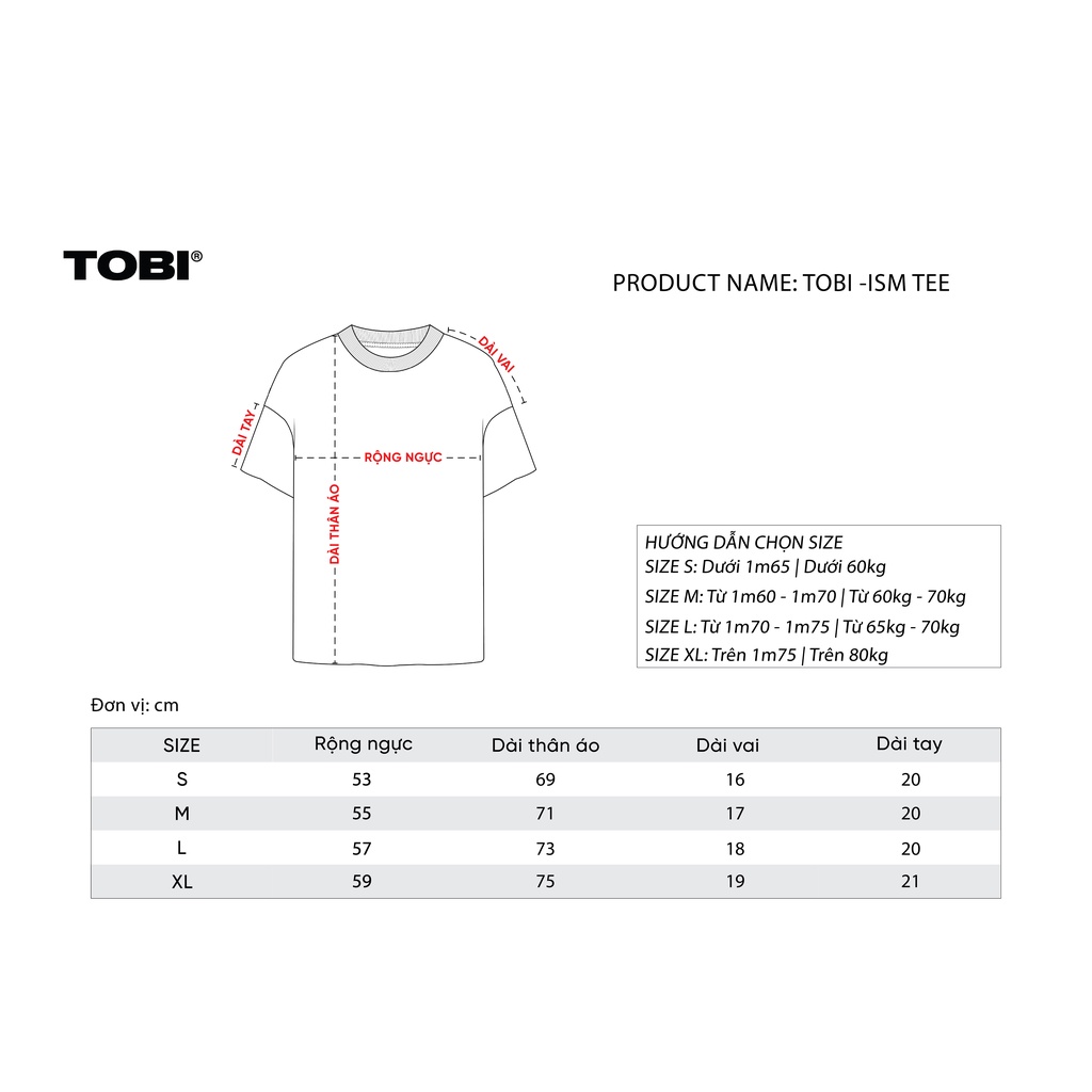Áo thun tay lỡ TOBI-ism vải Cotton