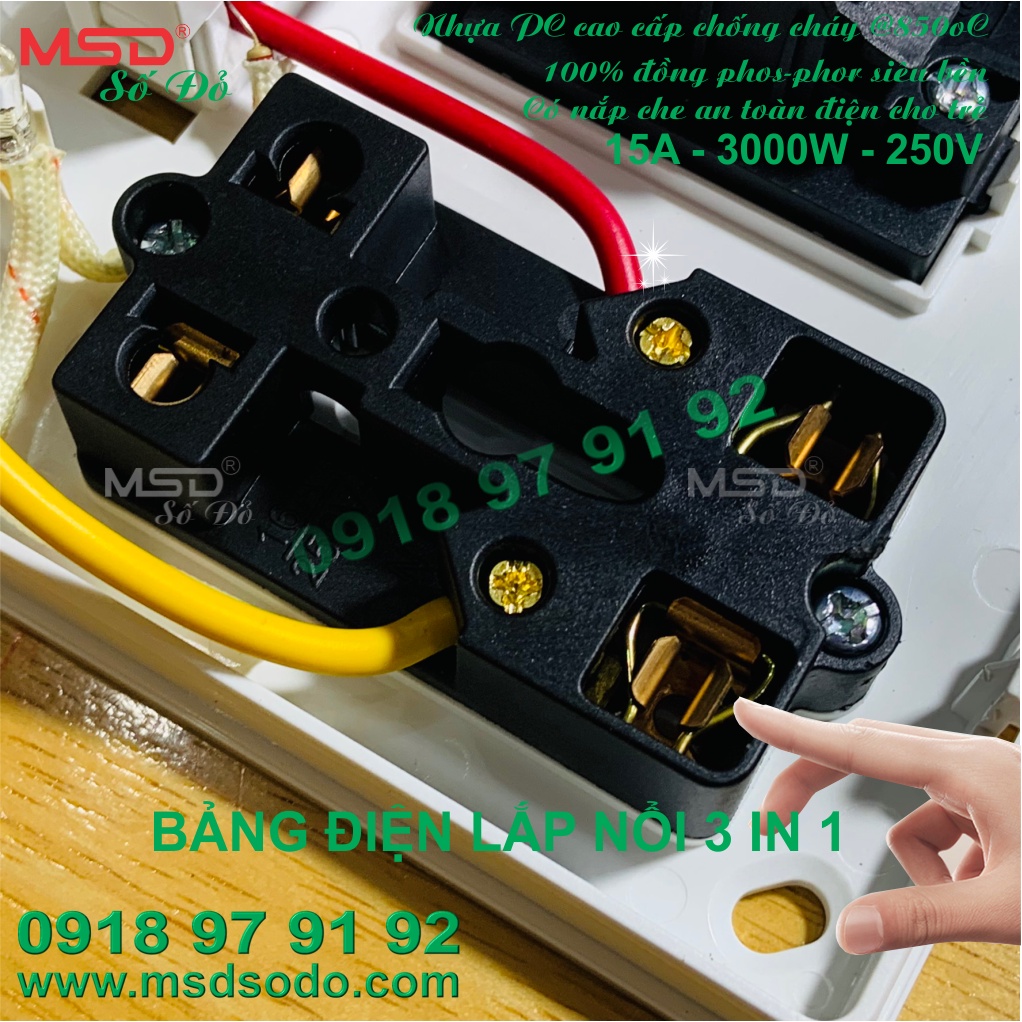 TAPLO ĐIỆN ELITON - 1 CÔNG TẮC 2 Ổ CẮM - 15A250V - B1E