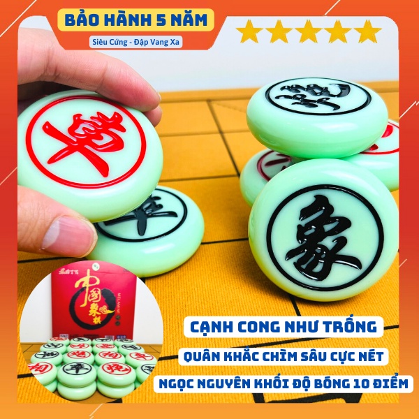Cờ tướng cao cấp bằng ngọc xanh tặng bàn vải xanh ngọc siêu đẹp siêu sang siêu bền đủ kích thước đường kính 40-50-60-70