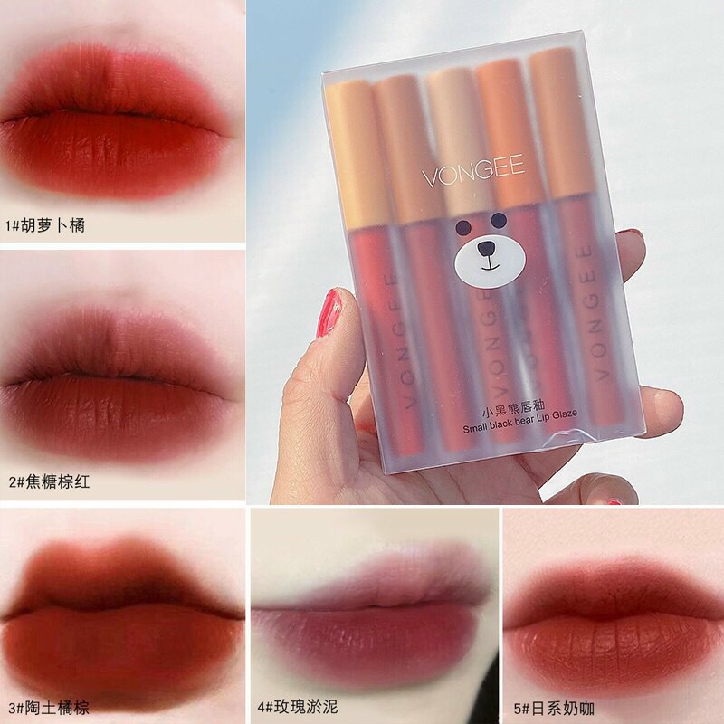 sét son gấu vongee 5 cây 5 màu xinh lam nha