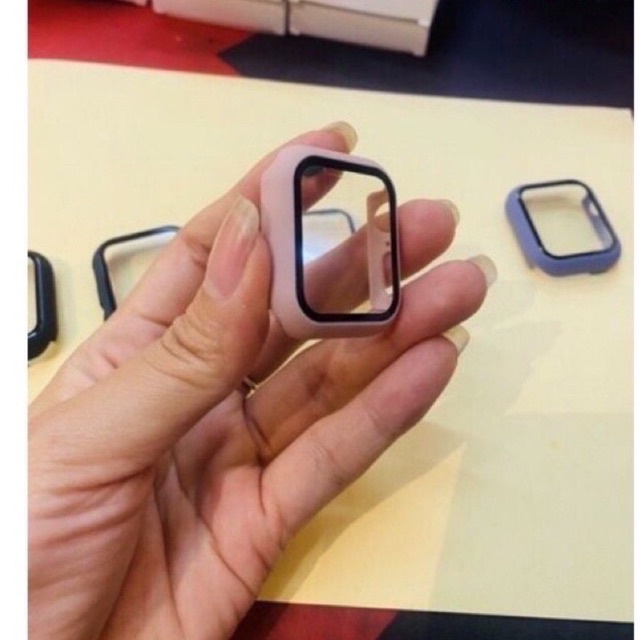 Combo Dây cao su + ốp dán mặt apple watch bảo vệ 360 độ 4 màu seri 1 2 3 4 5 38mm 42mm 40mm 44mm
