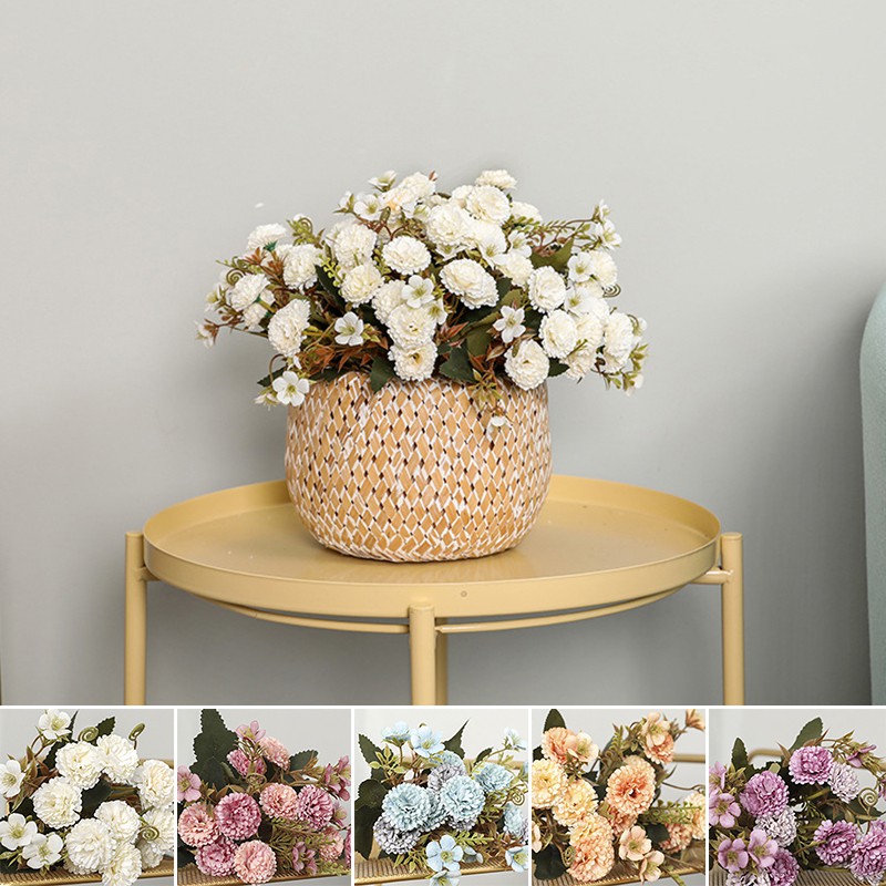 11 Heads Artificial Fake Silk Carnation Flower Bouquet Home Wedding Party Decor