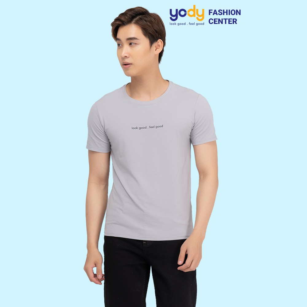 Áo phông nam YODY cổ tròn form rộng vải cotton thoáng mát PPM4001