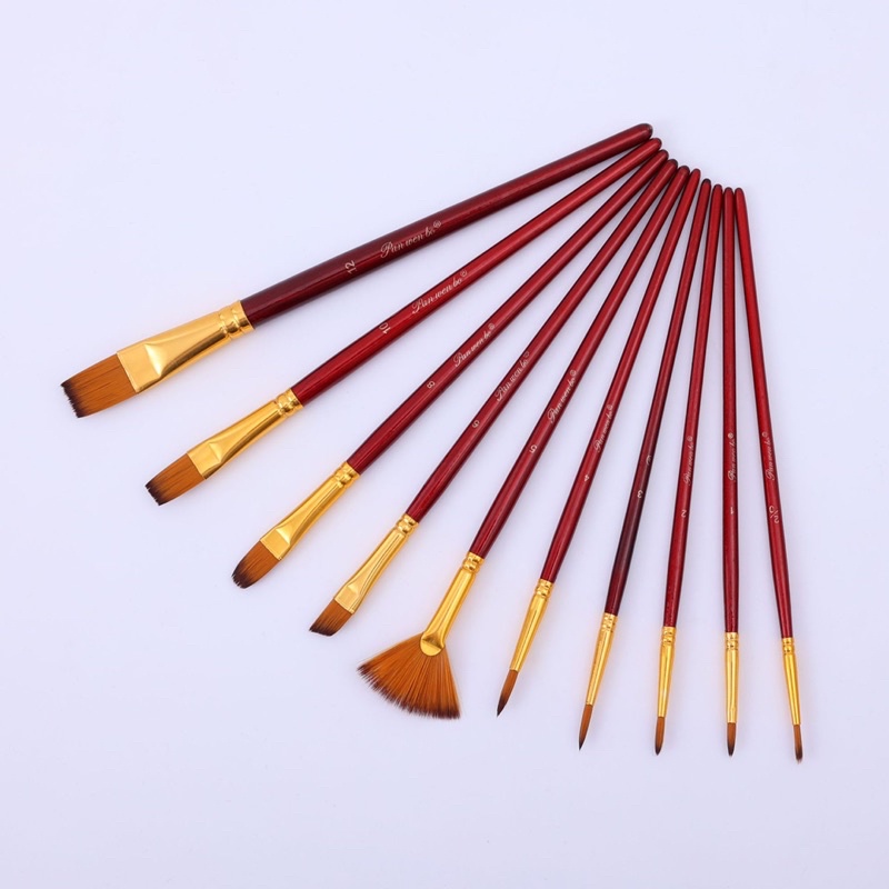 Bộ 10 cọ vẽ màu nước tranh sơn dầu và acrylic 3D chuyên nghiệp