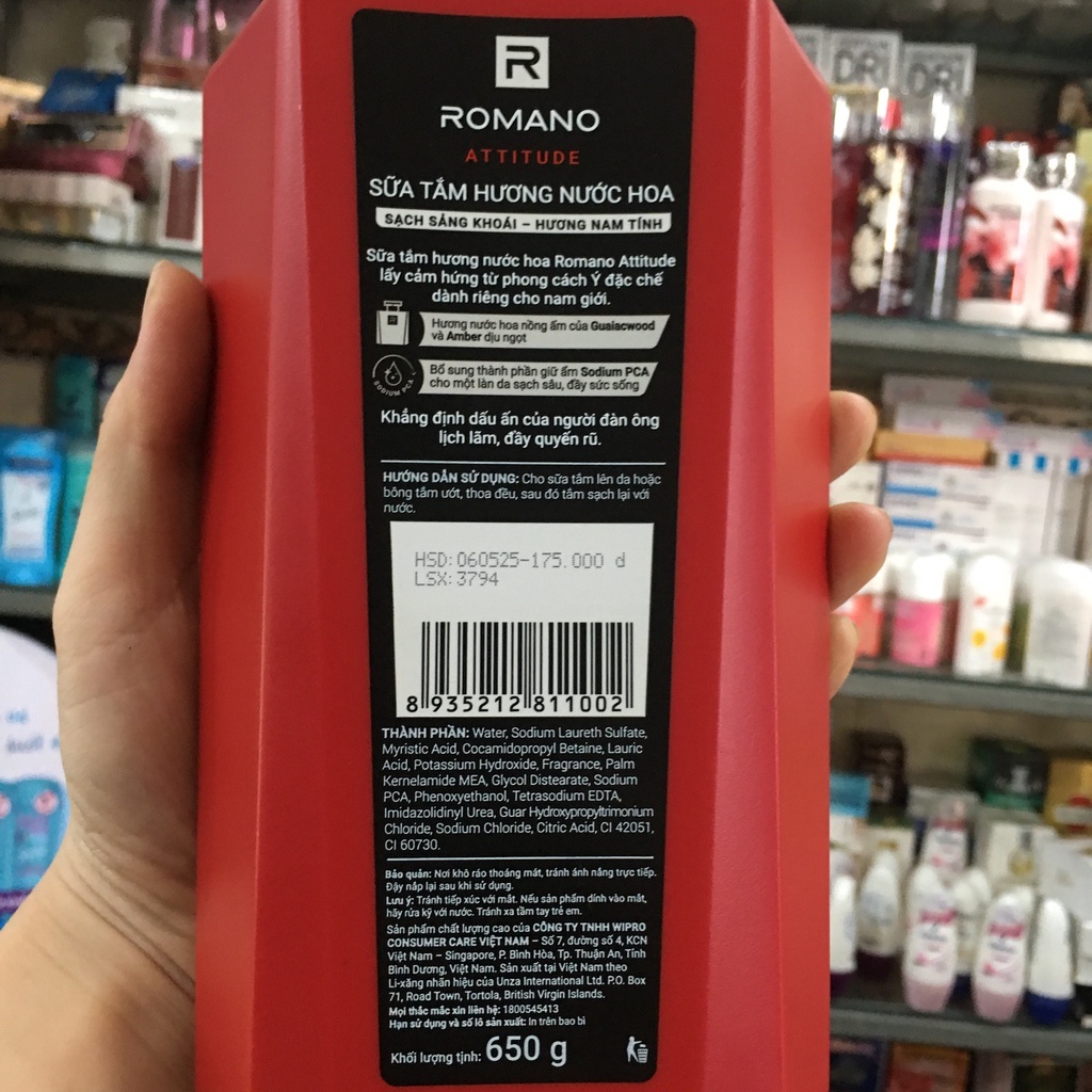 Sữa tắm nước hoa Romano Attitude sạch sảng khoái 650g