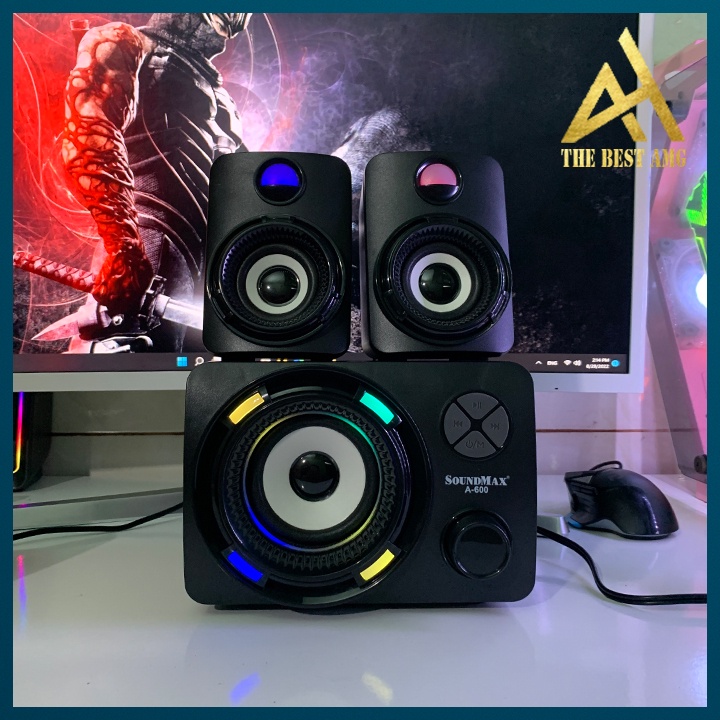 Loa Máy Tính Bluetooth Để Bàn LED RGB 2.1 Soundmax A600 Loa Vi Tính Nghe Nhạc Laptop Pc Gaming Có Dây