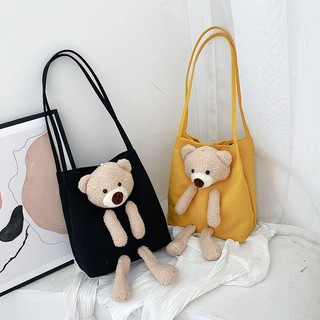 Túi xách canvas đựng trái cây hình gấu dễ thương thân thiện môi trường có thể tái sử dụng