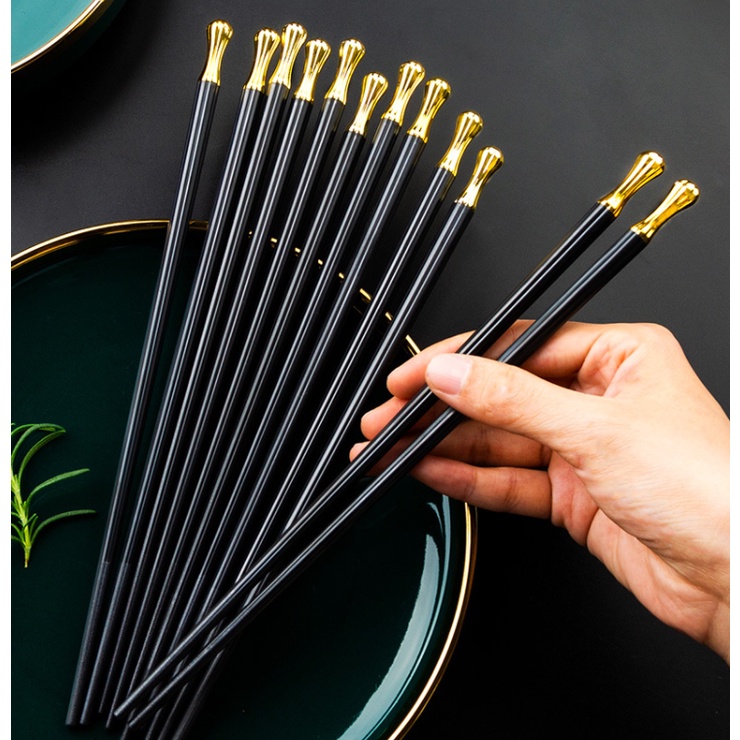 Bộ 5 đôi đũa cách điệu đuôi bo tròn sang trọng T12