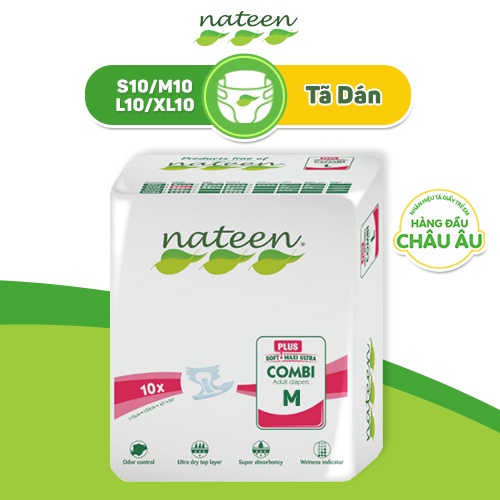 Tã Dán Người Lớn Nateen Siêu Thấm SIZE M 10 MIẾNG