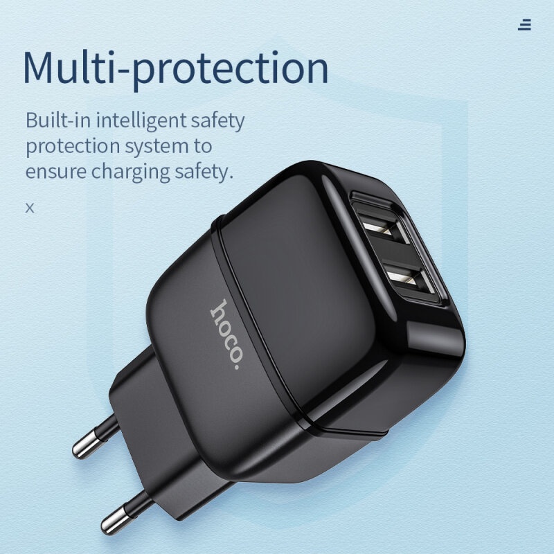 Cốc Sạc Nhanh HOCO C77A Hai Cổng USB Cho iP 5V 2.4A Phích Cắm EU