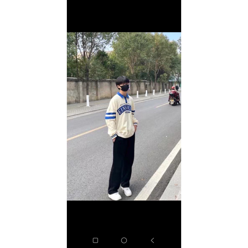 ( 2 Màu HotTrend ) Áo Nỉ Ngoại Dài Tay Cổ Bẻ   Cực Sịn Chất Ngoại Mặc Ấm Áp Vô Cùng - Form Style Hàn Quốc Trẻ Trung Động