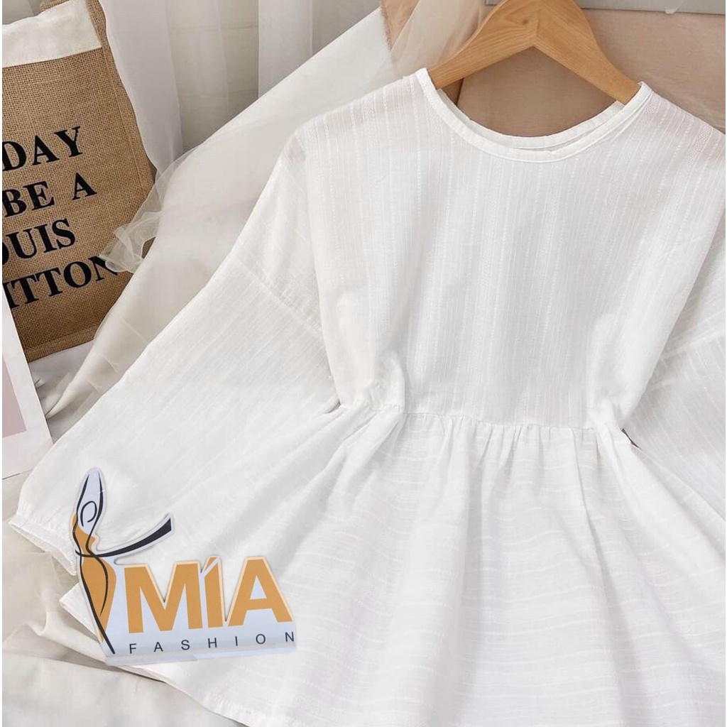 ÁO BABYDOLL BO EO TAY BỒNG TRẮNG - AO0657